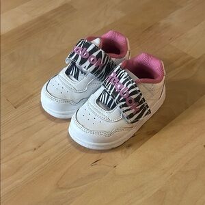 Reebok Kids White Sneakers with Pink and Black Accents